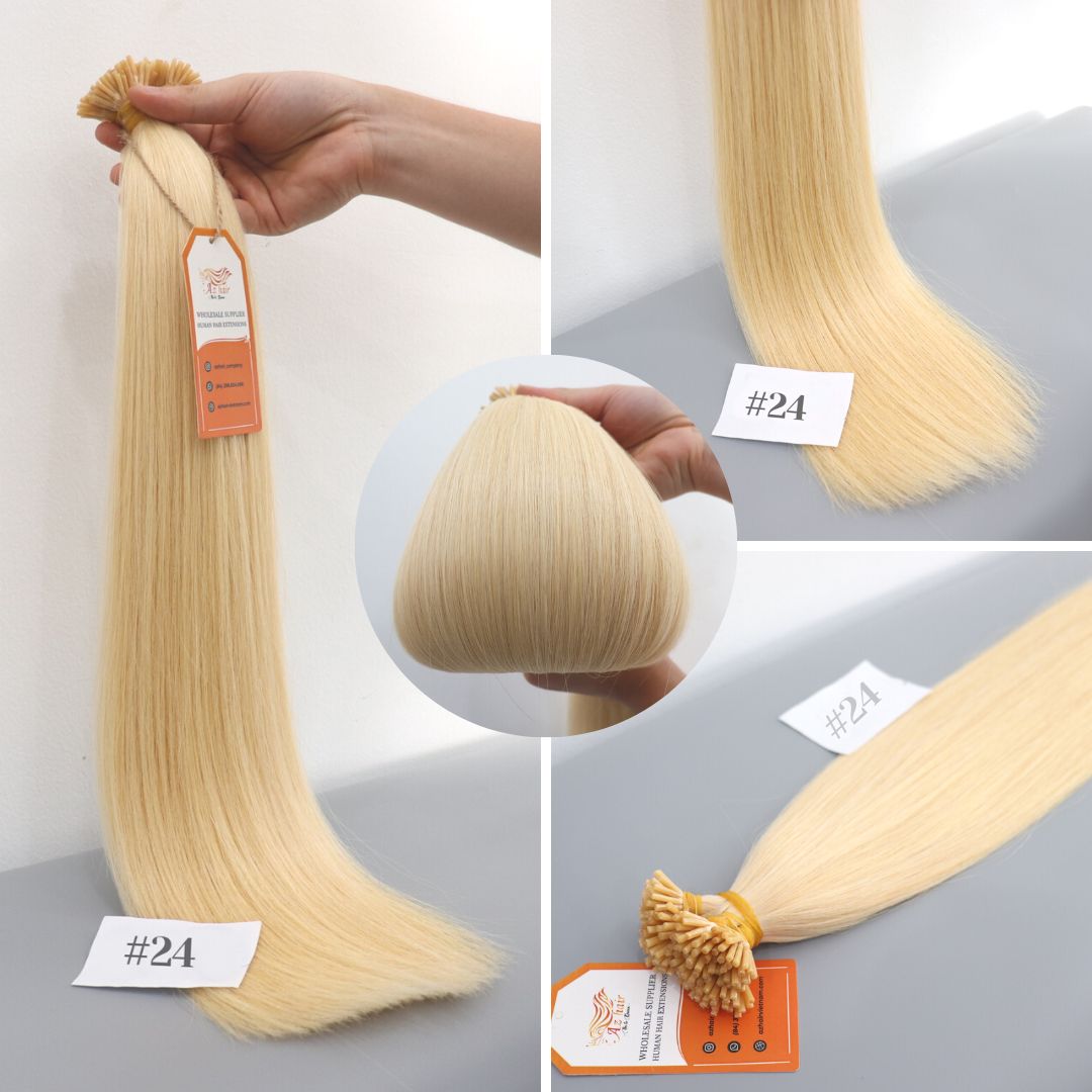Cuticle Aligned Virgin I Tip #24 Color Hair Extensions Best Wholesale...
